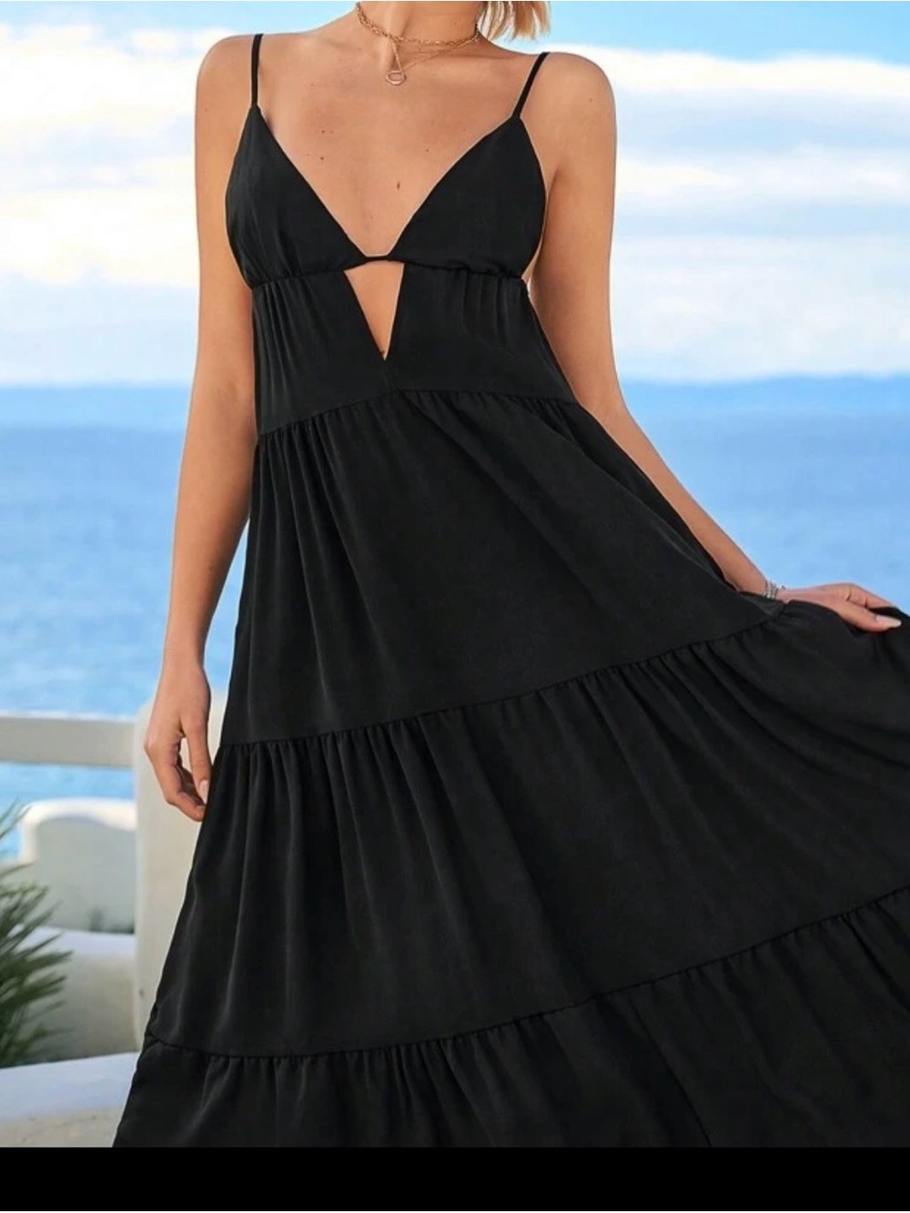 Black Spaghetti-Strap Maxi Dress - Elegant Summer Style